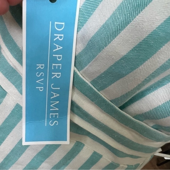 Draper James Women’s Puff Sleeve Turquoise White Striped Wrap Dress Size S NWT - Picture 14 of 14